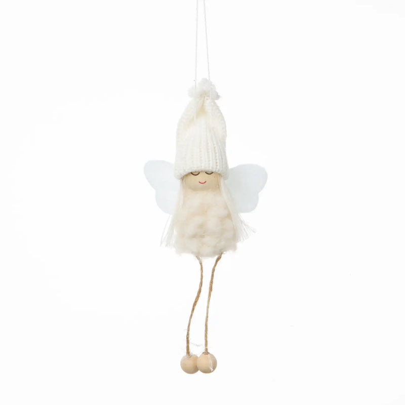 Angel Ornmament: Plush with Knit Hat and Felt Wings