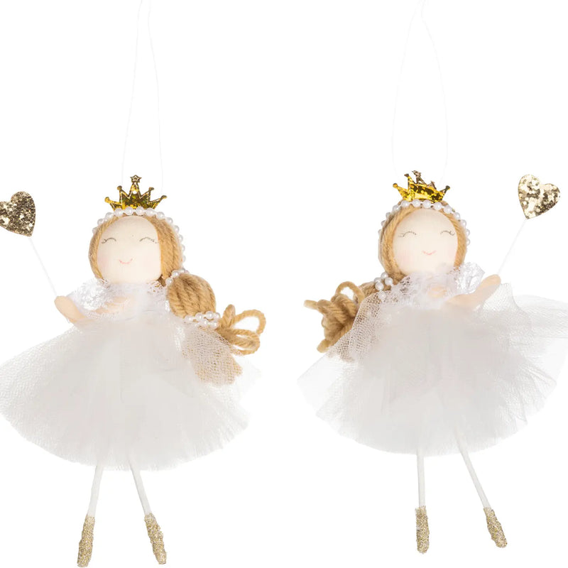 Ballerina Ornament with Tulle Dress and Gold Crown