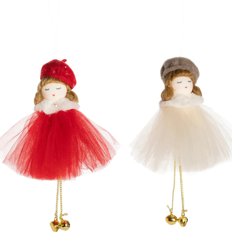 Girl in tulle dress and beret ornament