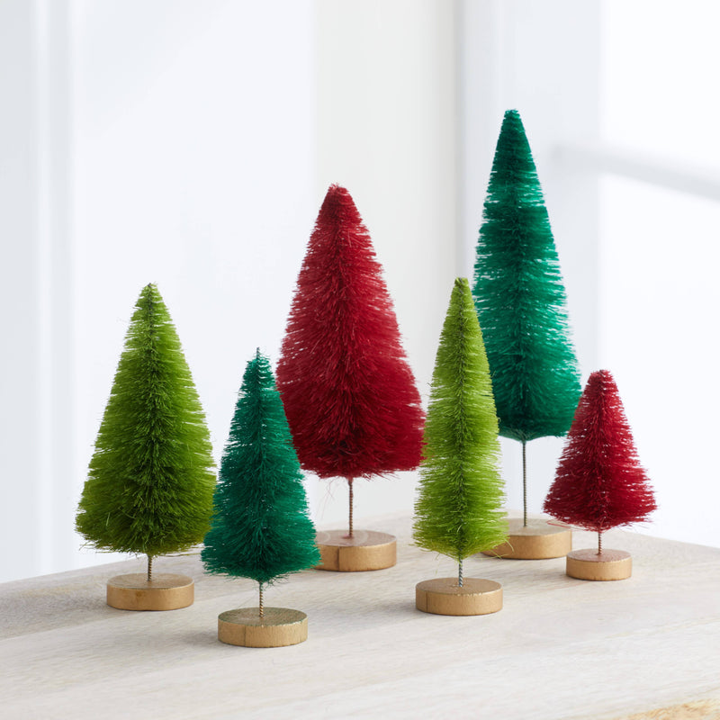 Bottle Brush Set of 6 Trees Hand-Dyed in 5 Options