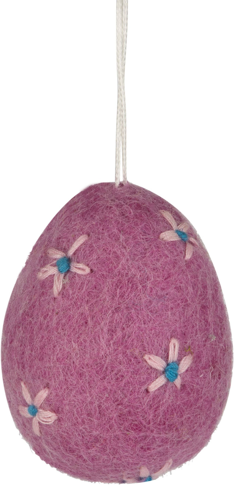 A50524:Felt egg ornament, embroidered daisy pattern, pink