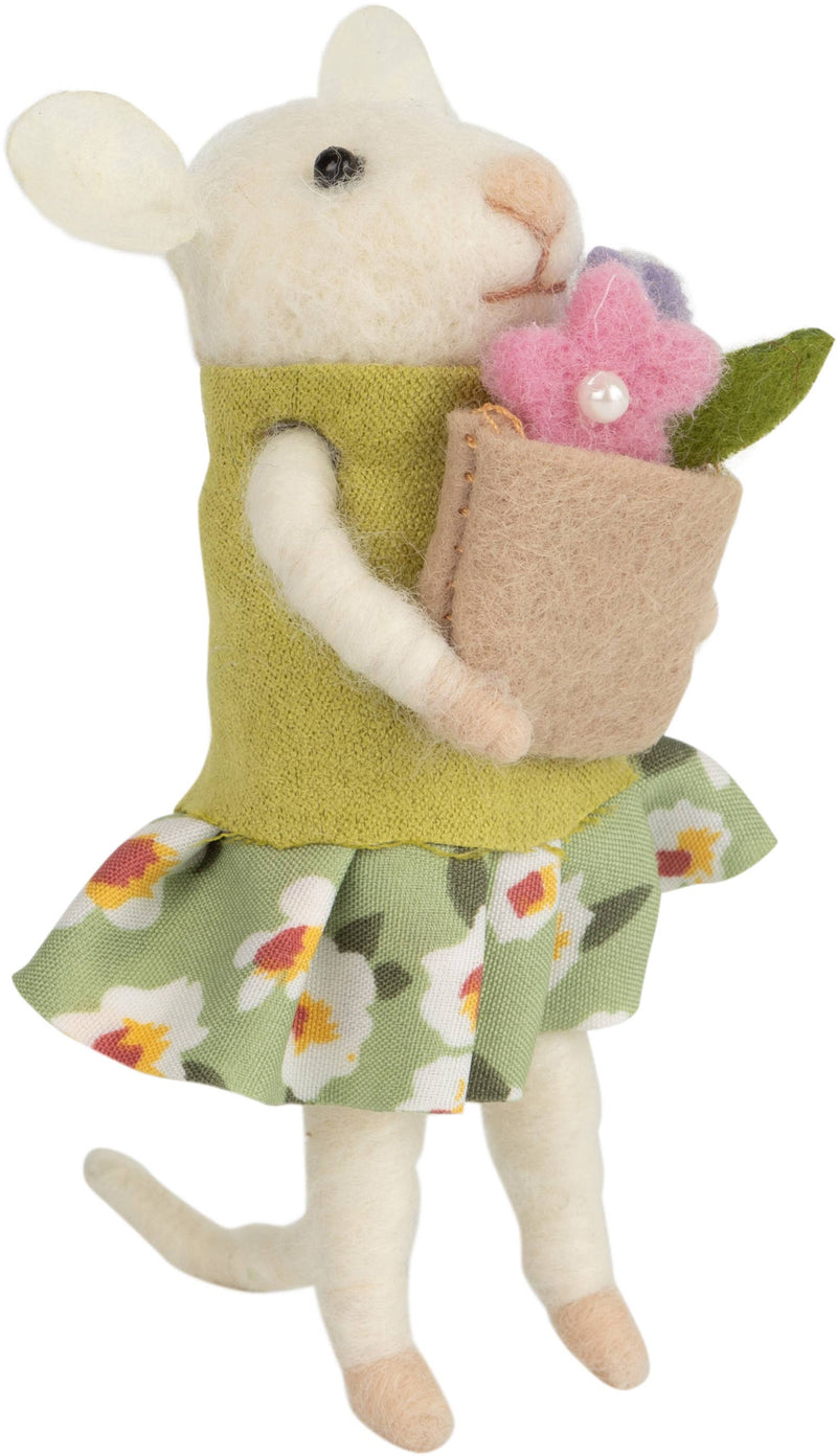 A12653:Felt mouse TP/orn cotton flwr skirt holding basket