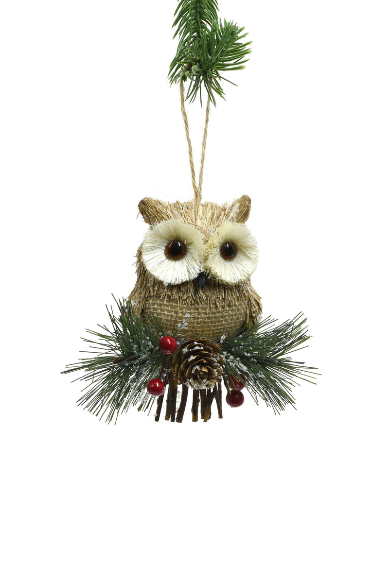 Brown Hanging Perched Owl Ornament