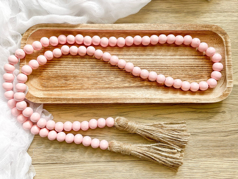 Light Pink Wood Bead Garland with Tassels