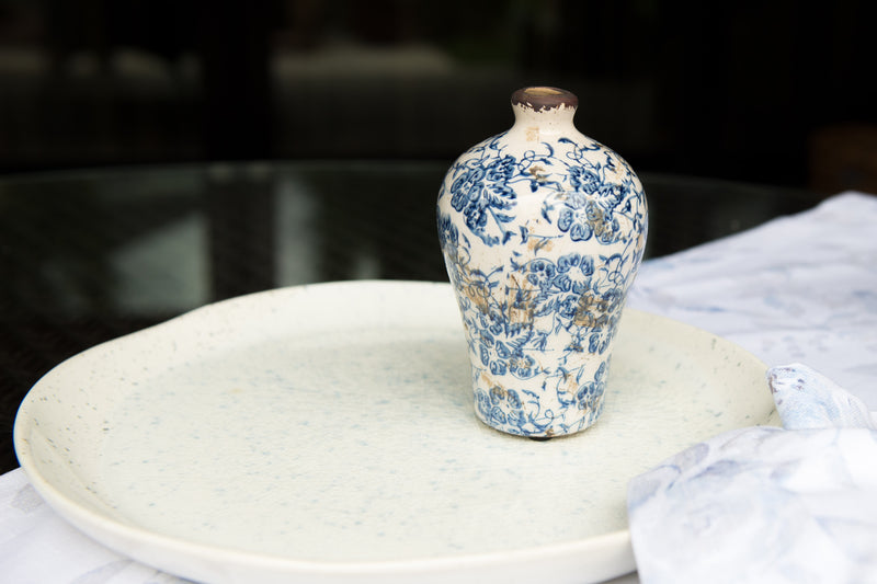 Vintage Blue Floral Bud Vase