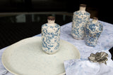 Vintage Blue Floral Bottle Vase