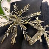 Silver Beaded Snowflake napkin rings / Set of 4