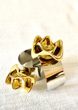 Gold and Silver Rose Napkin Ring / Set of 4