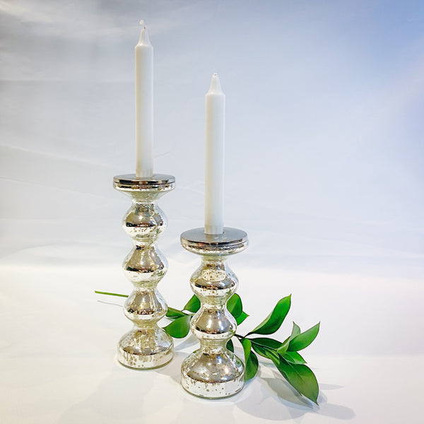 Antiqued Silver Glass Candlestick