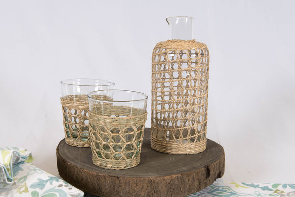 Carafe Wrapped With Woven Seagrass Cage